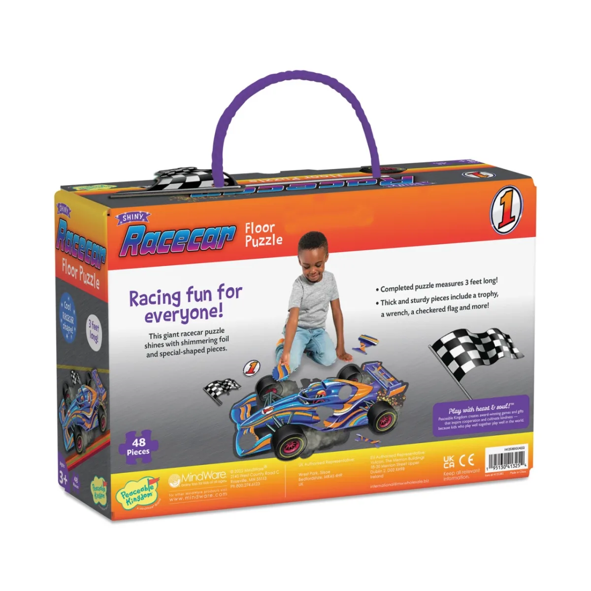 Puzzle de podea in forma de masina de curse, Racecar Floor Puzzle - imagine 3