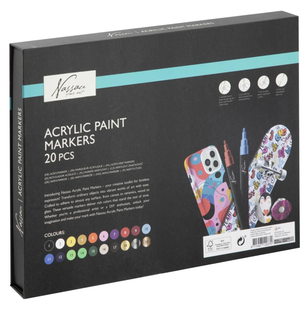 Set 20 markere acrilice Fine Art, Nassau - imagine 2