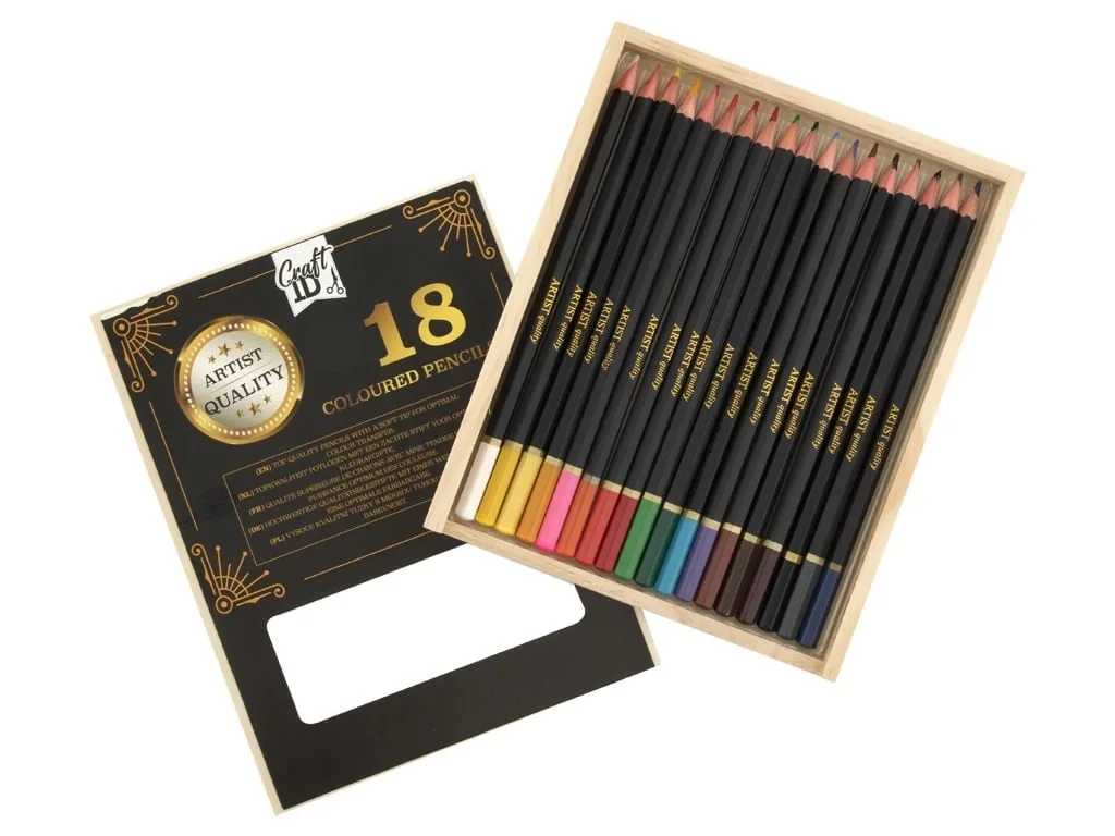 Set 18 creioane colorate in cutie de lemn, Craft ID - imagine 2
