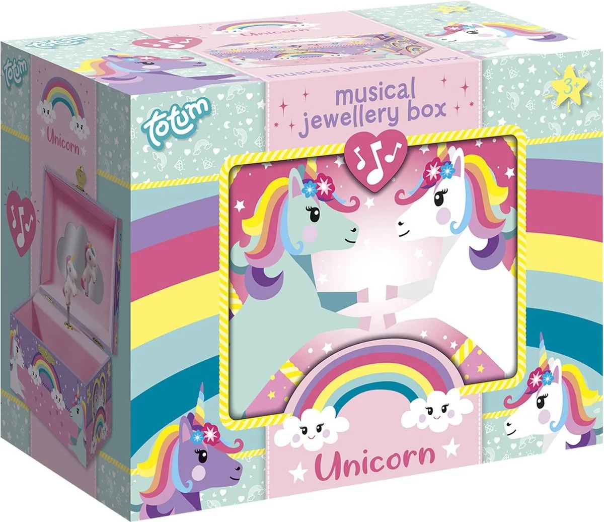 Cutie muzicala pentru bijuterii cu figurina unicorn si oglinda - imagine 2