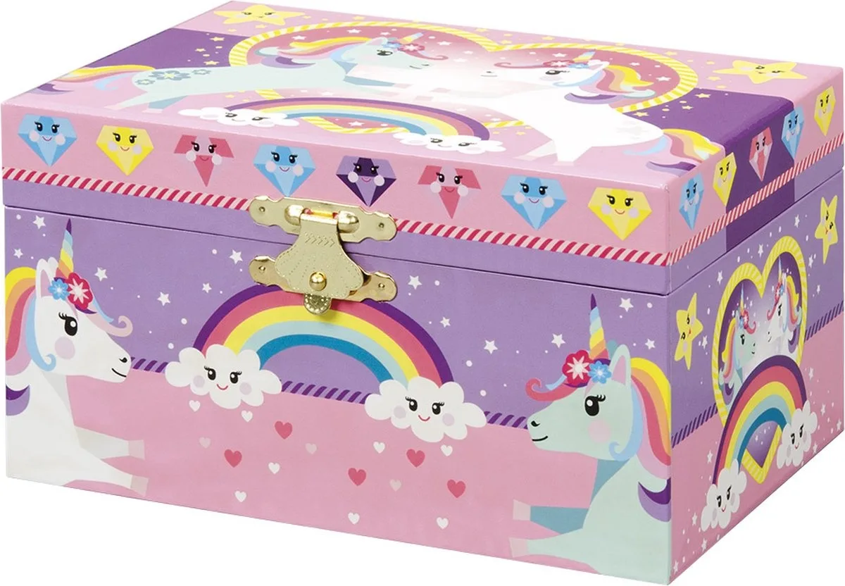 Cutie muzicala pentru bijuterii cu figurina unicorn si oglinda - imagine 3