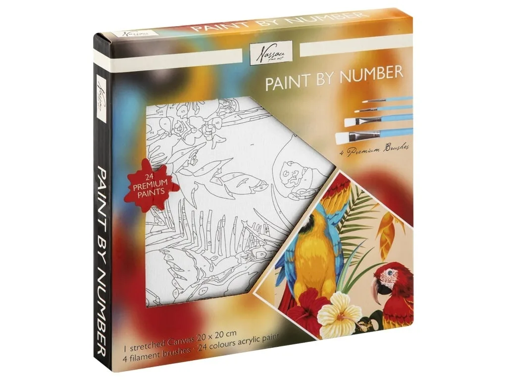 Set creativ, Pictura pe numere, canvas, Papagali, Fine Art, Nassau