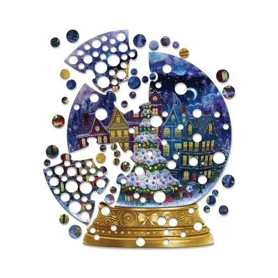 Puzzle circular, Globul de iarna - Magia Craciunului - imagine 3