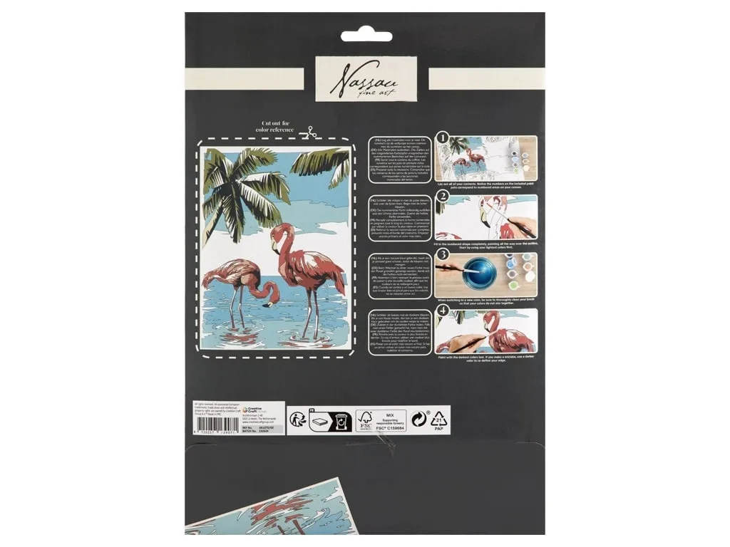 Set creativ, Pictura pe numere cu 9 culori acrilice incluse, model flamingo, Nassau - imagine 2