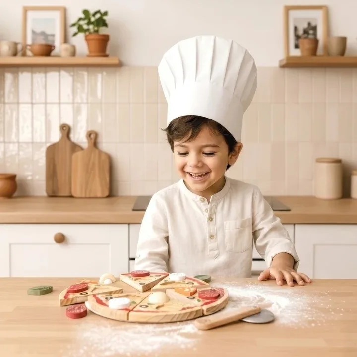 Puzzle din lemn in forma de pizza, Speedy Monkey - imagine 4