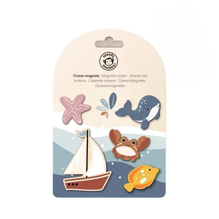 Set 5 magneti din lemn Ocean, Speedy Monkey - imagine 2