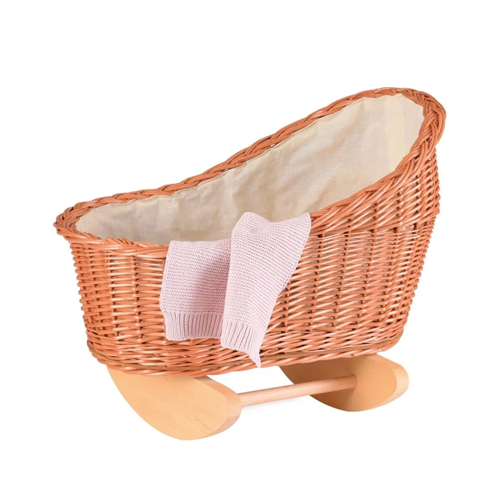 Leagan din rachita pentru papusi, cu paturica tricotata, Egmont Toys