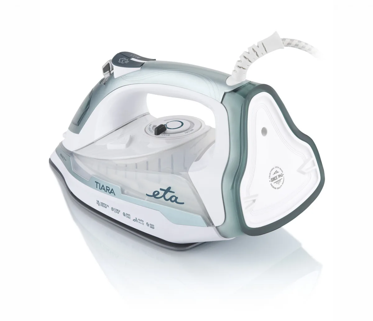 Fier de calcat ETA Tiara II 2269 90000, 2400 W, 450 ml, 140 g/min, talpa Eloxium - imagine 2