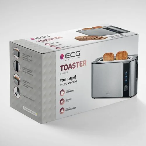 Prajitor de paine ECG ST 10630 inox , 1000 W, 2 felii, 6 niveluri rumenire - imagine 4