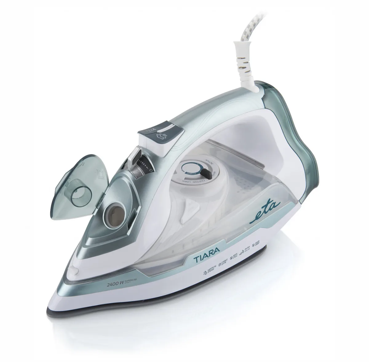 Fier de calcat ETA Tiara II 2269 90000, 2400 W, 450 ml, 140 g/min, talpa Eloxium - imagine 5