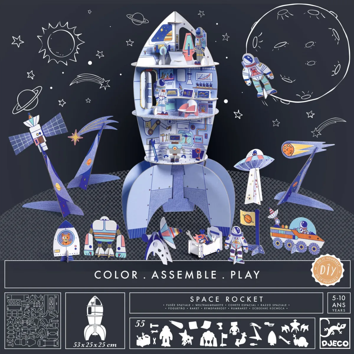 Racheta de colorat si asamblat, Djeco - imagine 5
