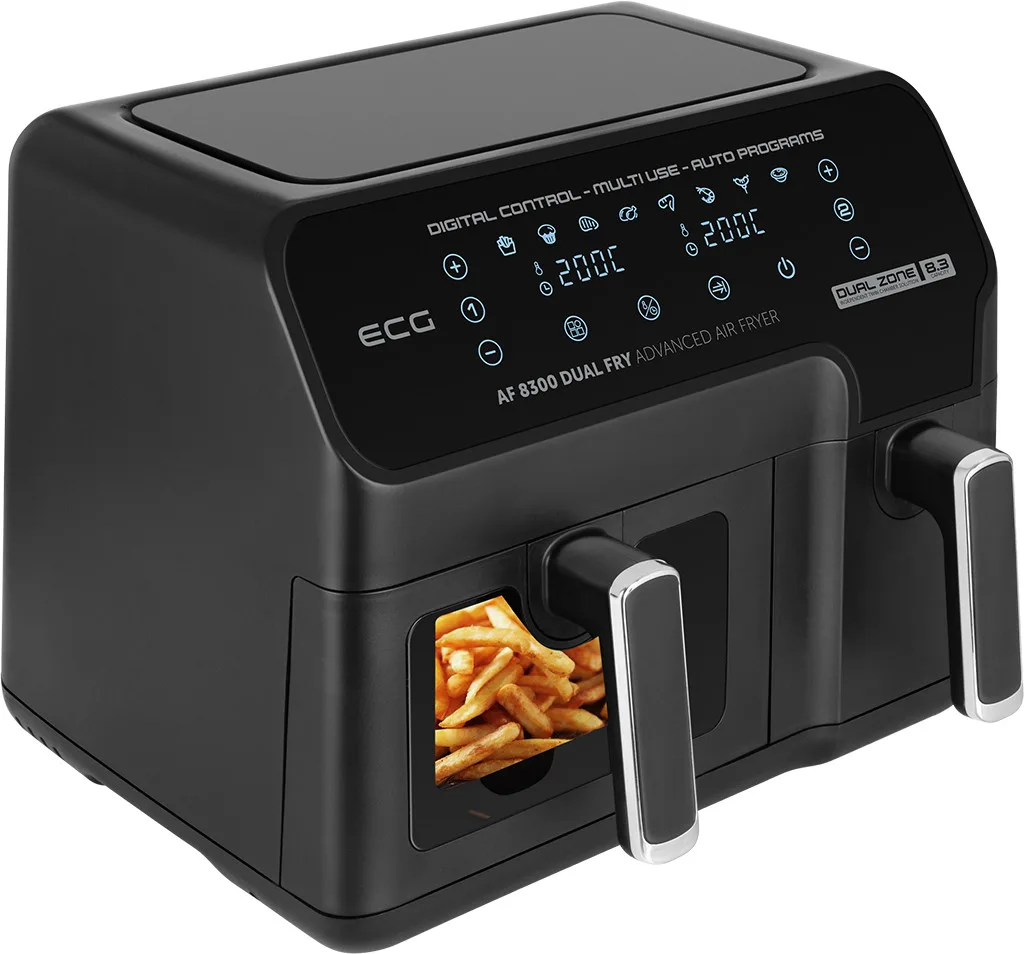 Friteuza dubla cu aer cald ECG AF 8300 Dual Fry, 5.2 + 3.1 litri, 2700 W, 8 programe, control temperatura 80-200°C - imagine 4