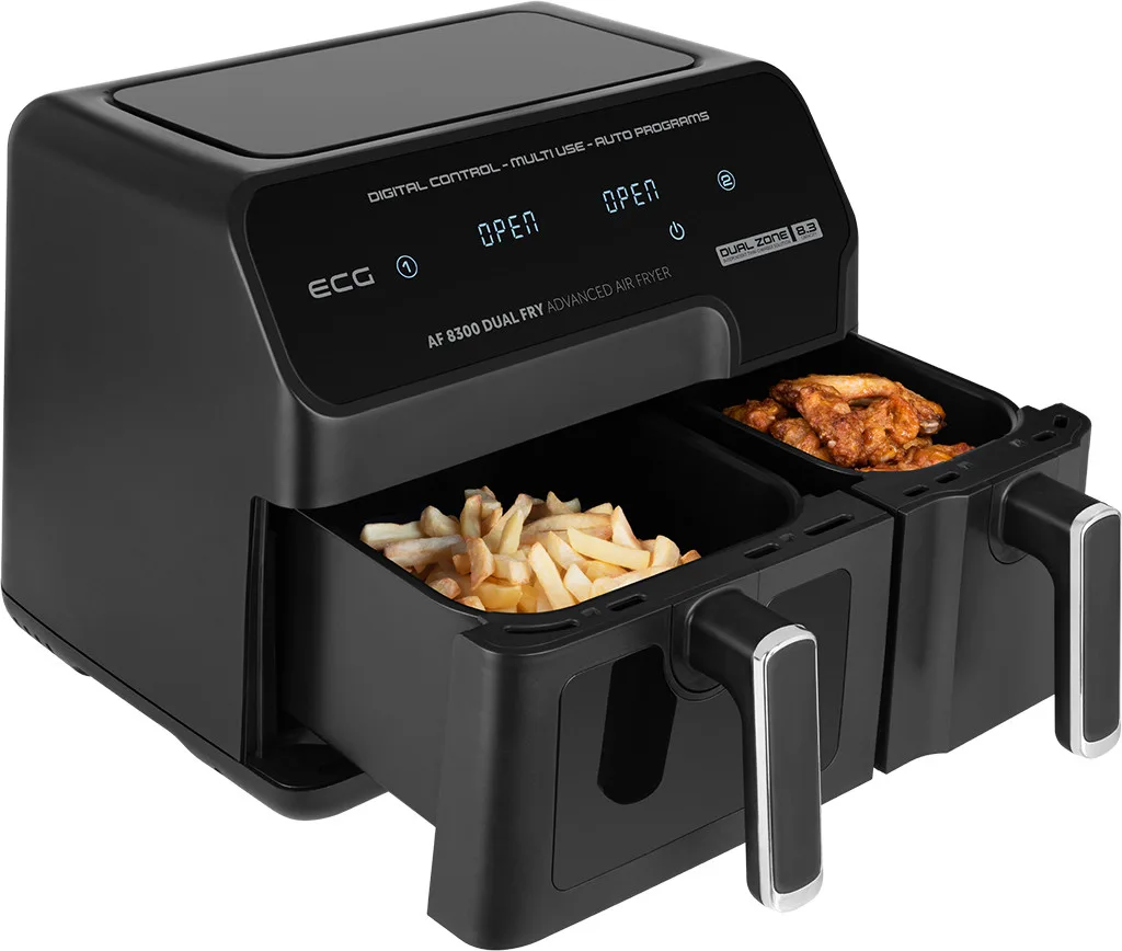 Friteuza dubla cu aer cald ECG AF 8300 Dual Fry, 5.2 + 3.1 litri, 2700 W, 8 programe, control temperatura 80-200°C - imagine 7