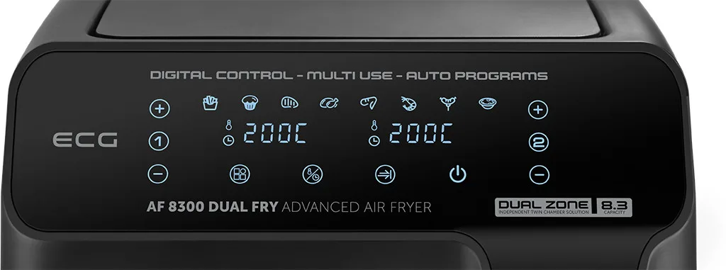 Friteuza dubla cu aer cald ECG AF 8300 Dual Fry, 5.2 + 3.1 litri, 2700 W, 8 programe, control temperatura 80-200°C - imagine 9