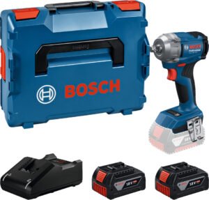 Bosch GDS 18V-350 Masina de insurubat cu percutie+2xacumulatori Li-ion 18V, 4Ah+incarcator GAL 18V-20+L-Case