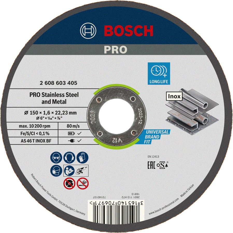 Bosch Disc taiere Inox Stainless Steel and Metal 150×1.6×22.23mm