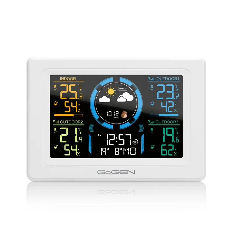 Statie meteo interior-exterior GoGEN ME 3397 W, LCD color, 3 senzori inclusi, ceas cu alarma, alb - imagine 3