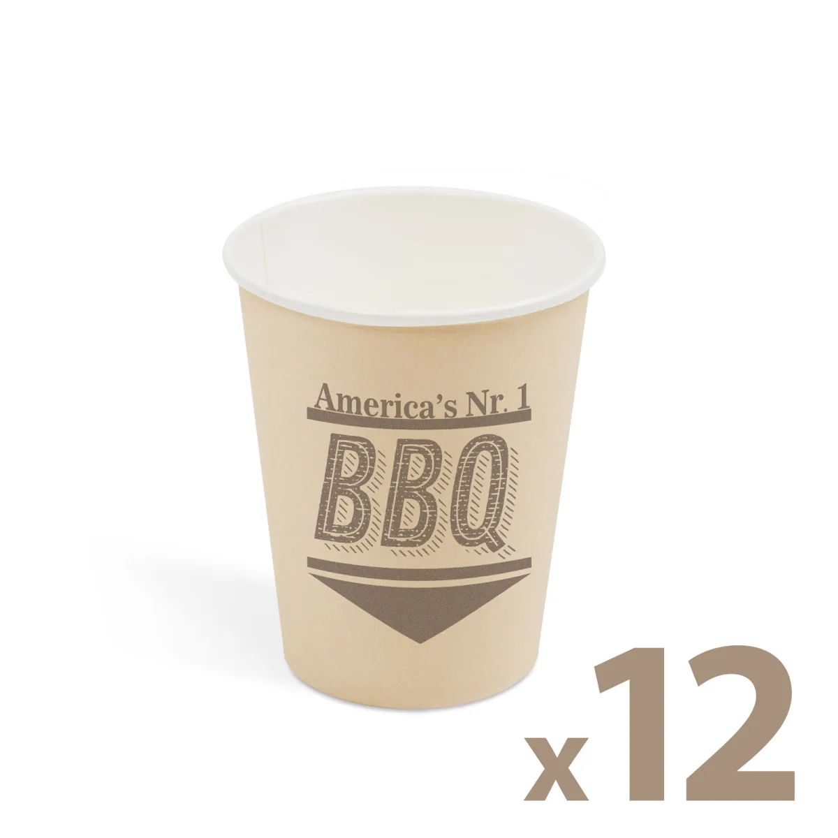 Pahare carton BBQ 250 ml, set 12 buc, pahare de unica folosinta