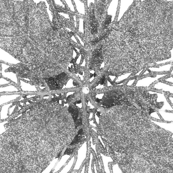 Set 10 ornamente pentru bradul de Craciun, stea Poinsettia, 16cm, argintiu 3 Set 10 ornamente pentru bradul de Craciun, stea Poinsettia, 16cm, argintiu - imagine 3