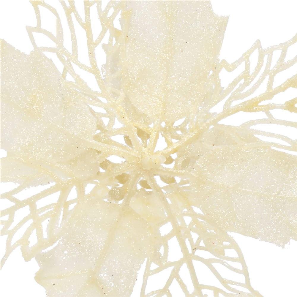 Set 10 ornamente pentru bradul de Craciun, stea Poinsettia, 16cm, crem 4 Set 10 ornamente pentru bradul de Craciun, stea Poinsettia, 16cm, crem - imagine 4