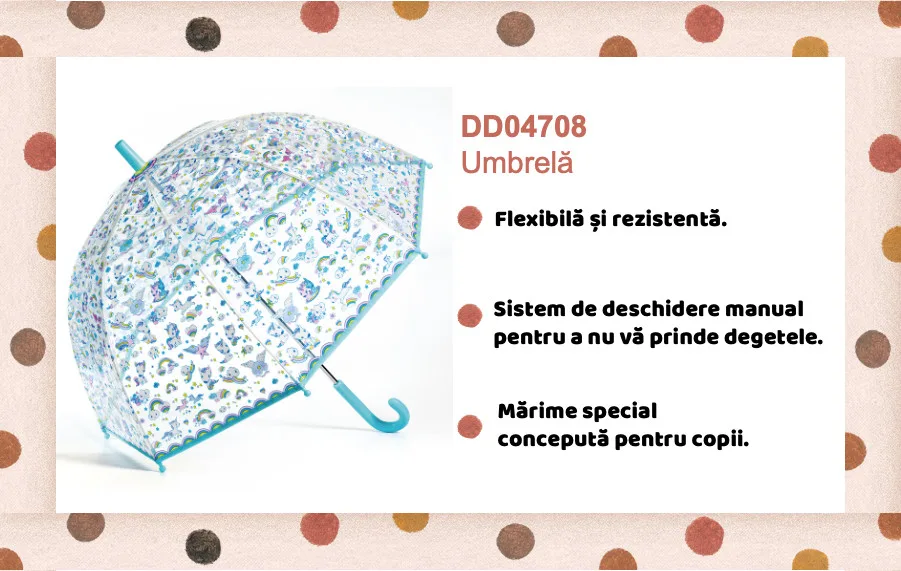 Umbrela pentru copii Unicorni, Djeco - imagine 2