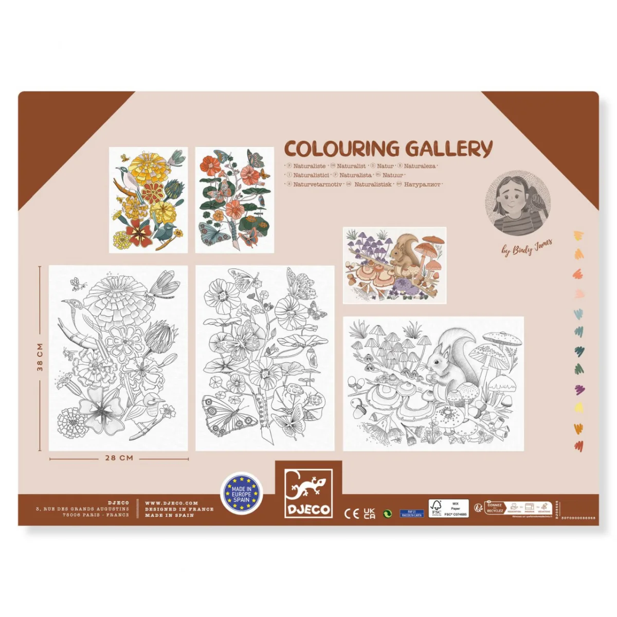 Mapa cu 3 postere de colorat Natura, Djeco - imagine 3
