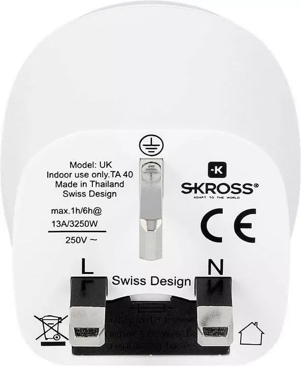 Adaptor priza EU - UK 13A Skross 1.500230-E - imagine 3