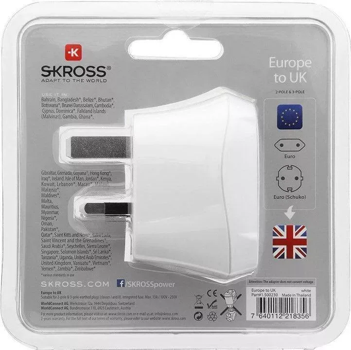 Adaptor priza EU - UK 13A Skross 1.500230-E - imagine 4
