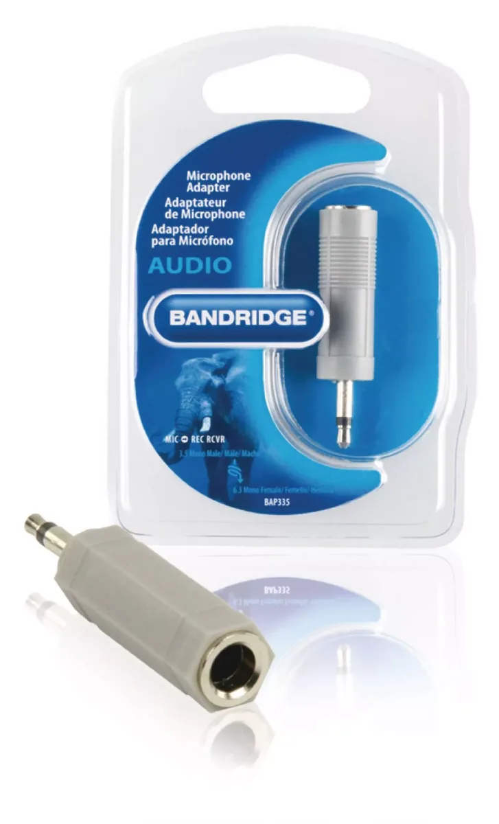 Adaptor Jack 3.5 mm mono tata - 6.35 mm mono mama Bandridge - imagine 3