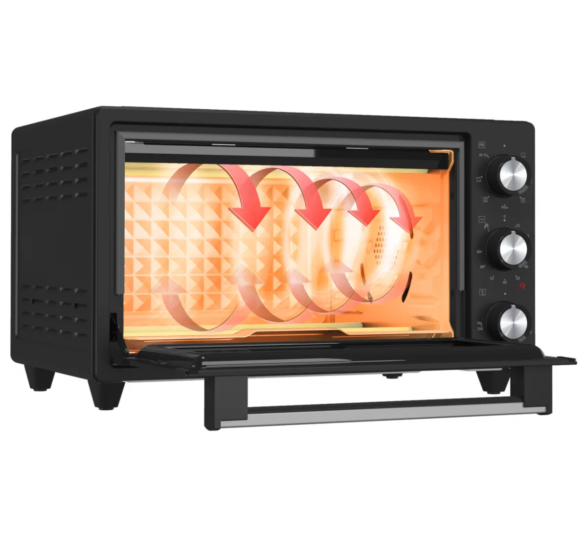 Cuptor electric ECG ET 2001B Airfry, 20 L, 1500 W, 80–250 °C, timer 90 min, 7 functii presetate, convectie, negru - imagine 6