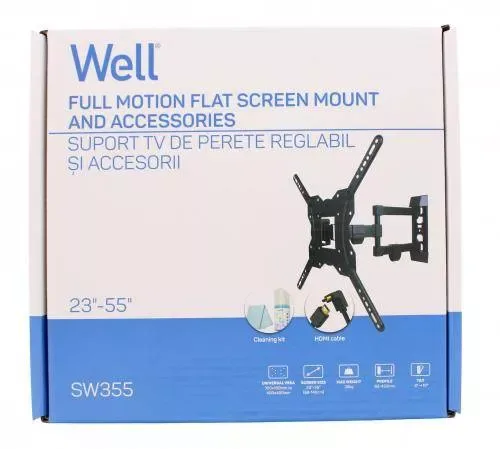 Suport TV LCD de perete 23-55 inch reglabil 3 brate cablu HDMI solutie de curatat Well - imagine 5