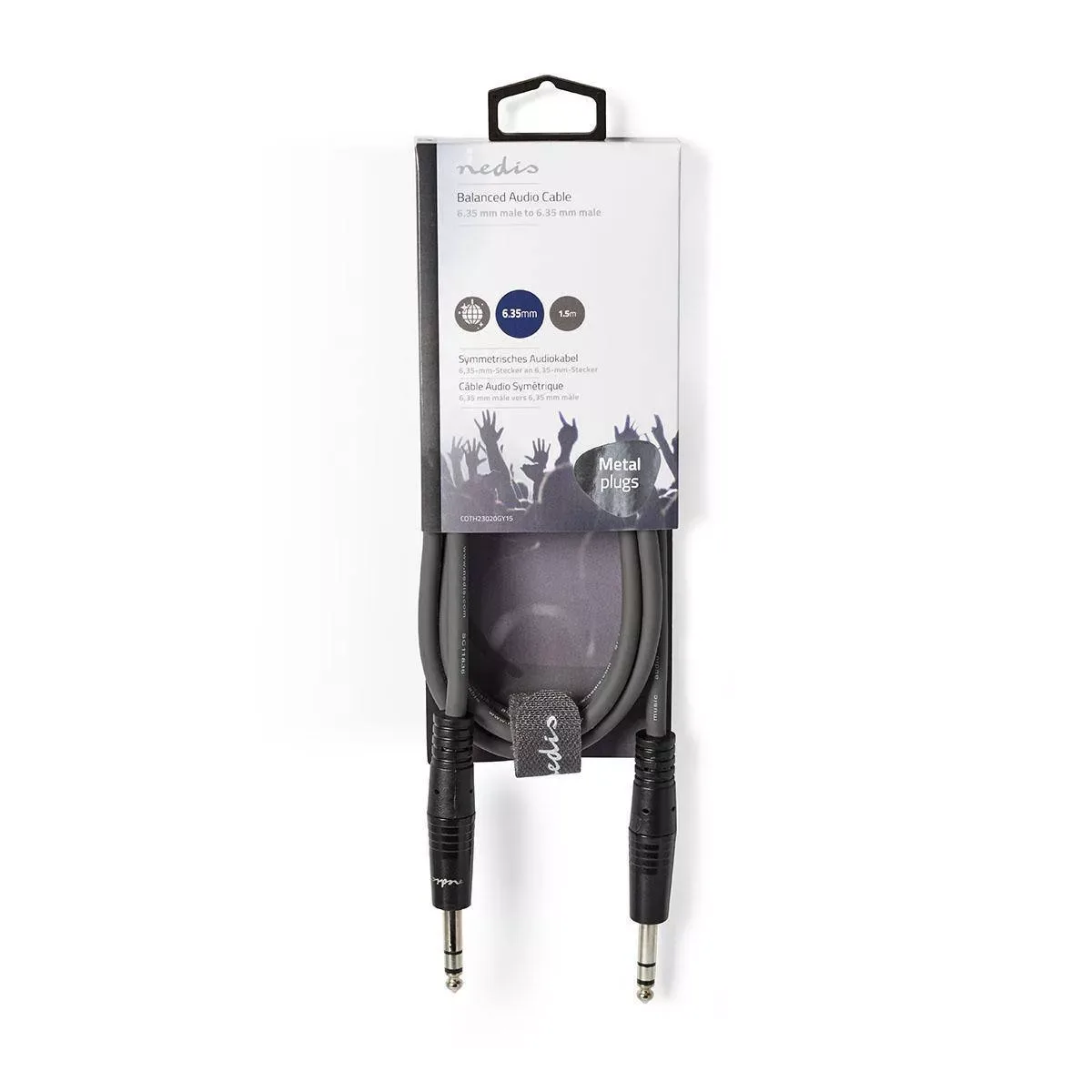 Cablu audio balansat Jack Stereo 6.35 mm tata - 6.35 mm tata 1.5m gri Nedis - imagine 3