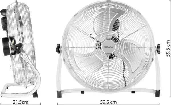 Ventilator de podea ECG FF 45 Ventus, 45 cm, 100 W, 3 viteze, otel inoxidabil - imagine 7