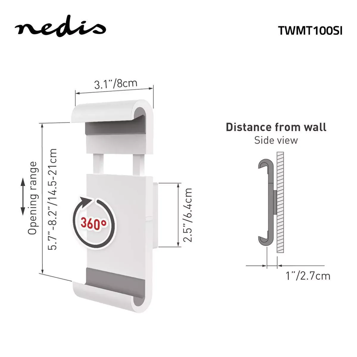 Suport de perete fix pentru tableta 7 - 12 inch Nedis - imagine 2