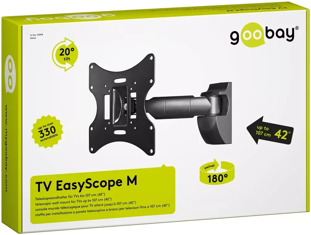 Suport LCD 43-107cm 30KG 1 brat negru GOOBAY - imagine 4