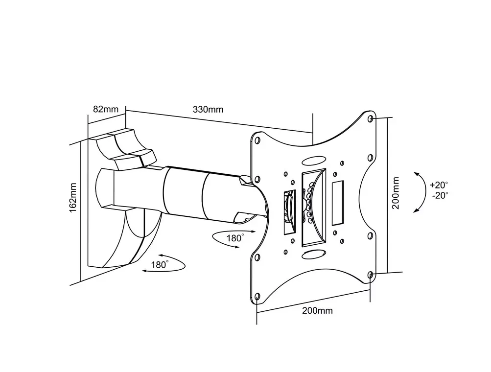 Suport LCD 43-107cm 30KG 1 brat negru GOOBAY - imagine 2