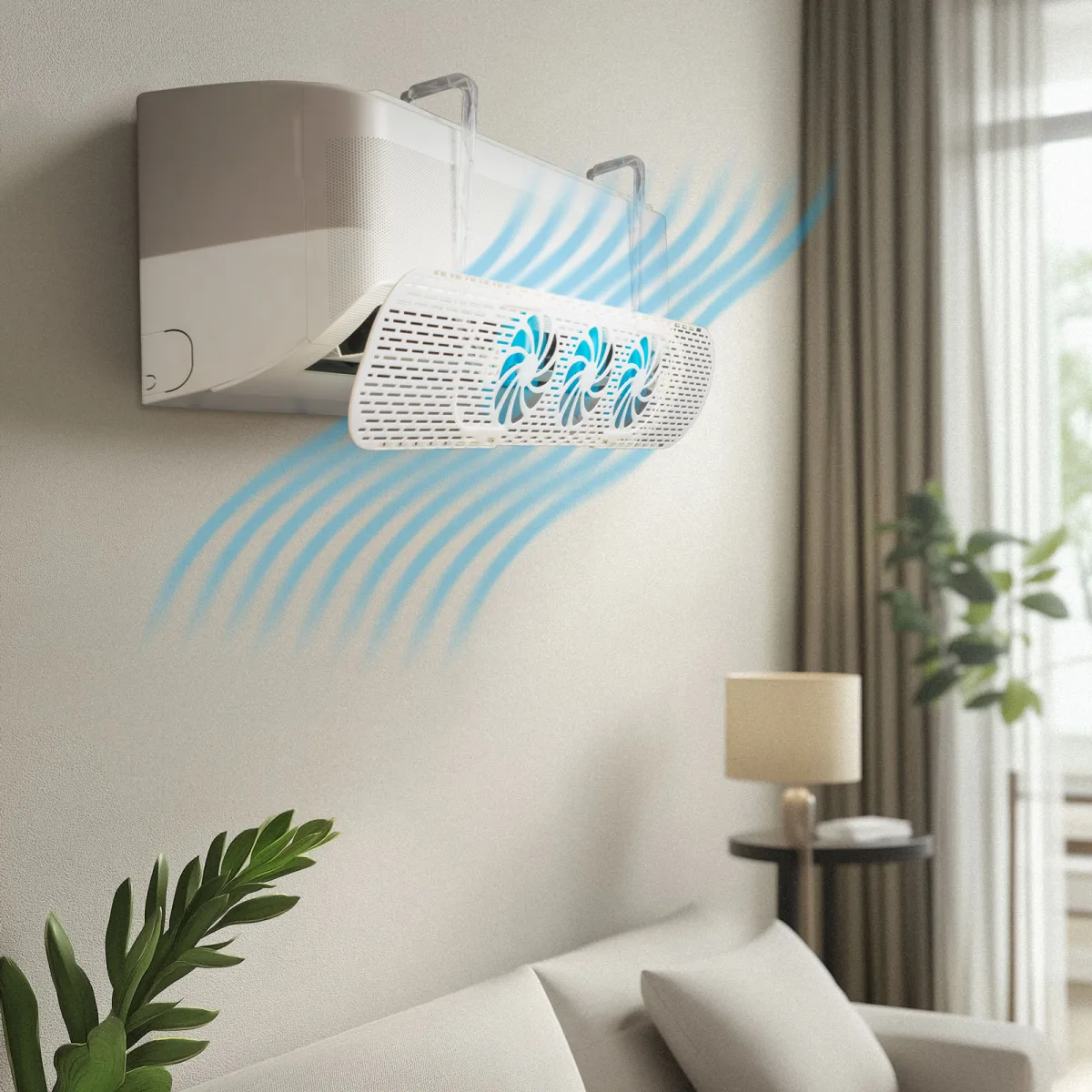 Deflector aer conditionat reglabil 55-88 cm cu ventilatoare, deviere aer AC, protectie aer rece