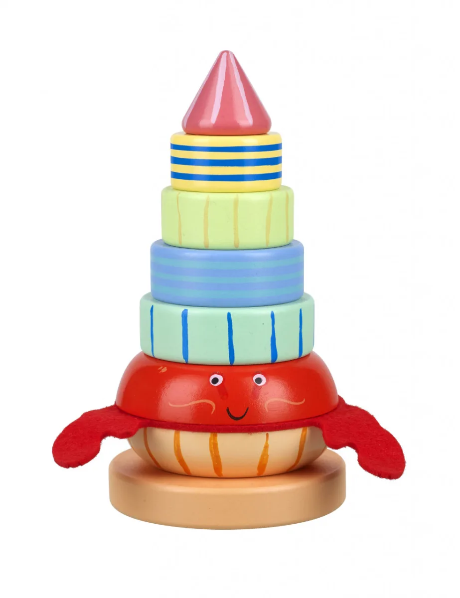Jucarie din lemn de stivuit cu crab, Orange Tree Toys - imagine 3