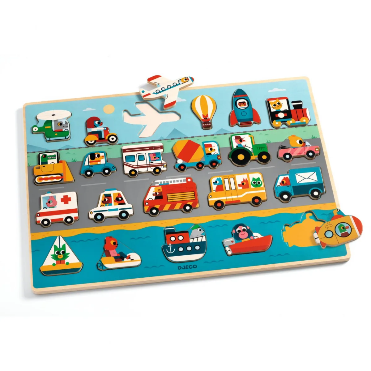 Puzzle din lemn Vroom-vroom, Djeco - imagine 2