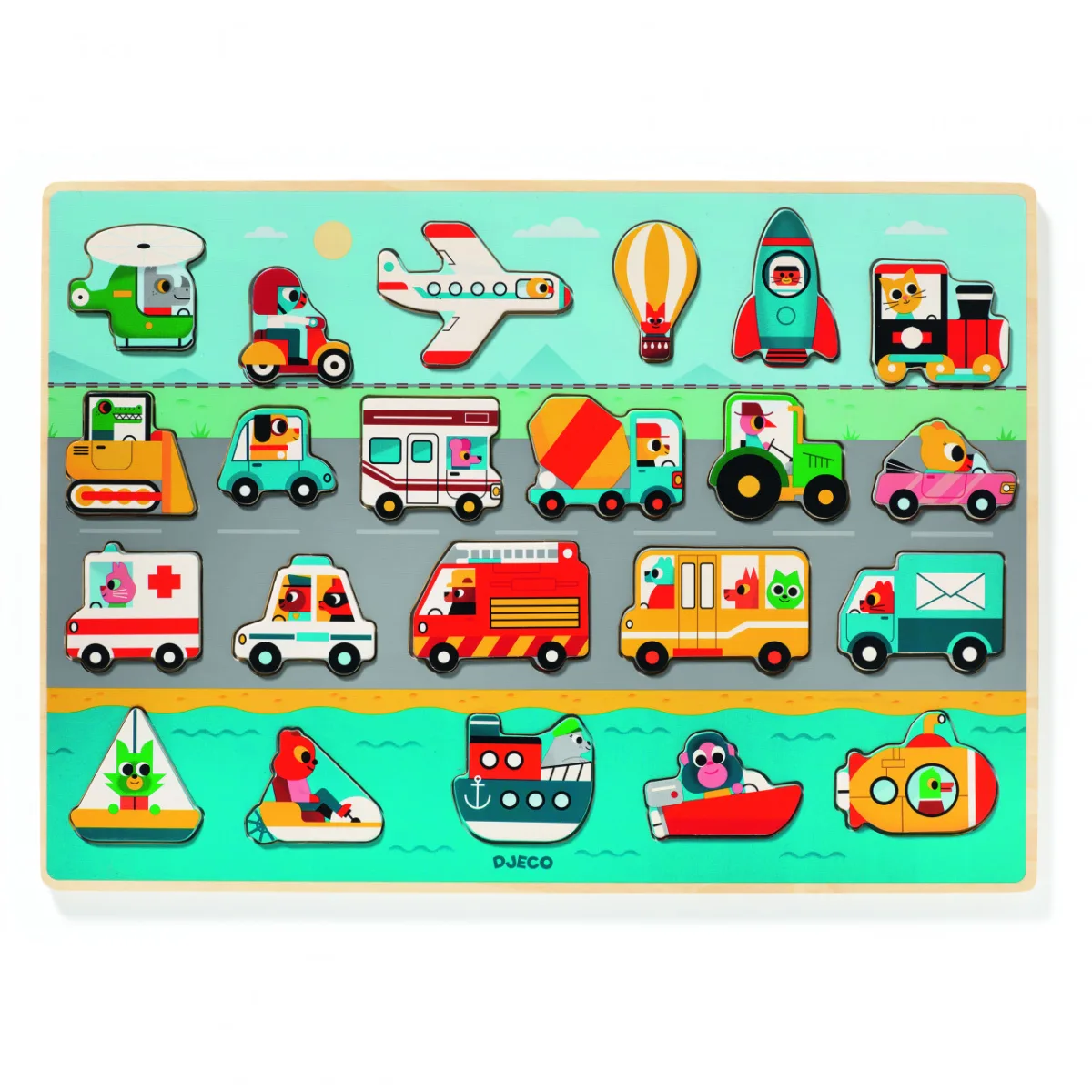 Puzzle din lemn Vroom-vroom, Djeco - imagine 4