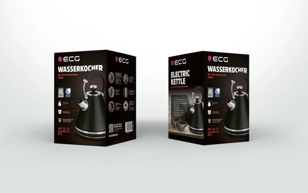 Fierbator electric ECG RK 1708 Tradizione Nero, 2200 W, 1.7 litri, conector Strix, negru mat - imagine 10