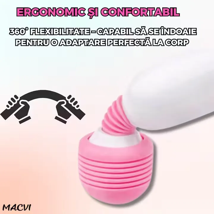 Vibrator Mini Macvi® Moduri Vibratie, Stimulare Punct G, Reincarcabil USB, Flexibil 360°, Alb-Roz - imagine 2