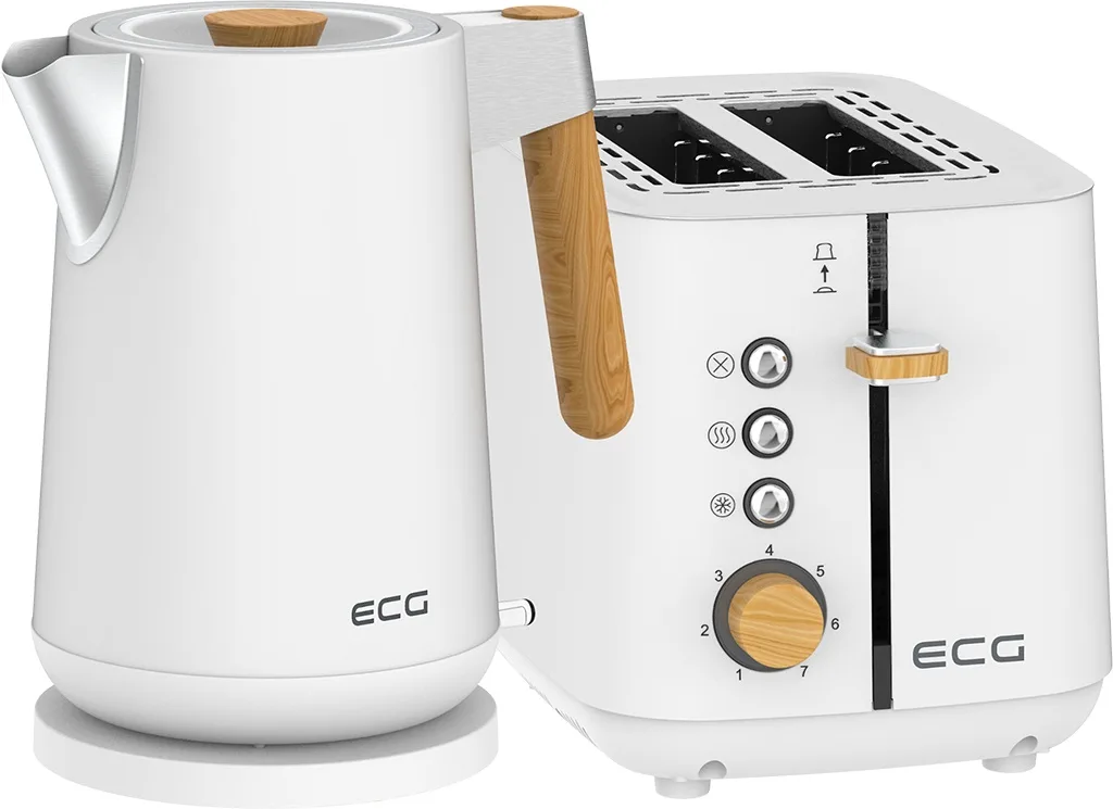 Prajitor de paine ECG ST 2768 Timber White, 925 W, 2 felii, 7 trepte, otel inoxidabil, elemente din lemn, alb - imagine 8