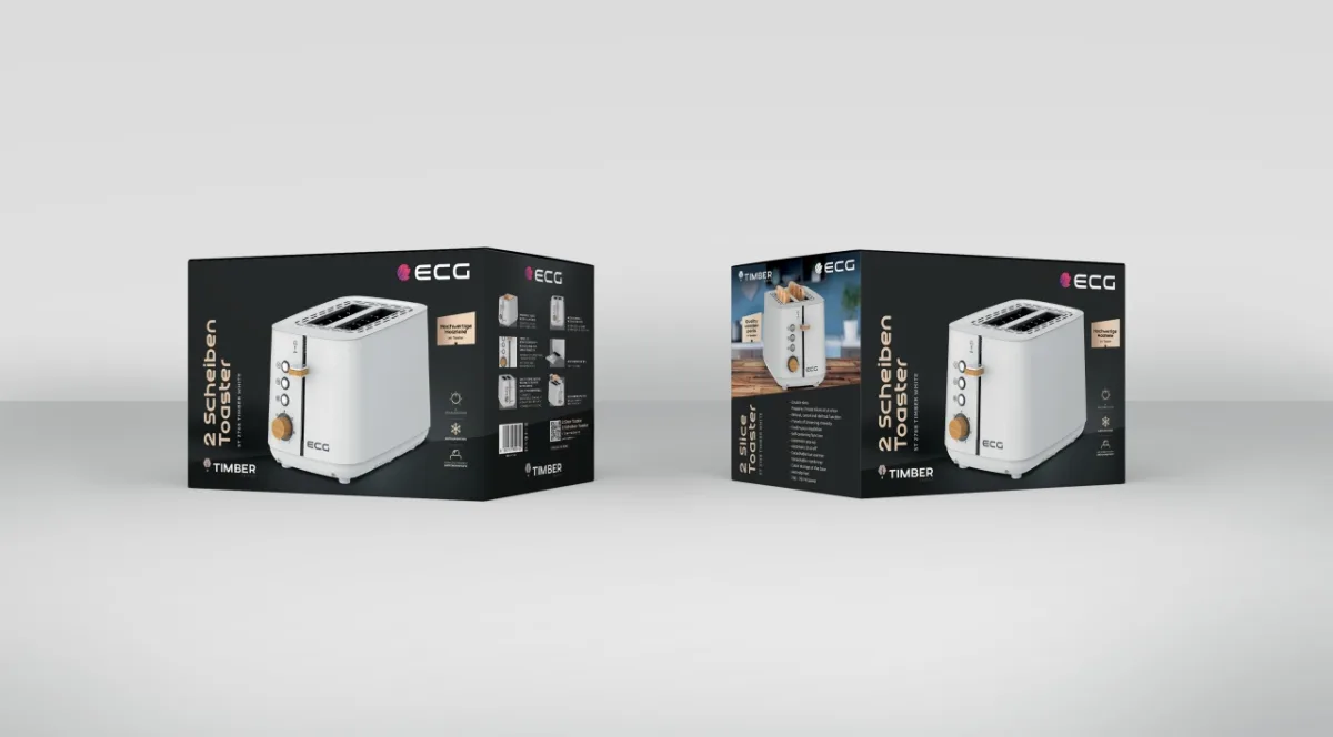 Prajitor de paine ECG ST 2768 Timber White, 925 W, 2 felii, 7 trepte, otel inoxidabil, elemente din lemn, alb - imagine 10