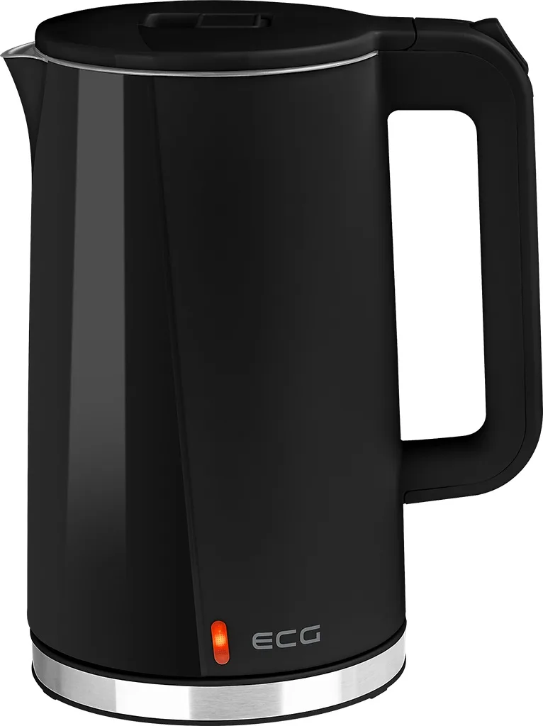 Fierbator electric ECG RK 1702 Safe to Touch Black, 1.7 litri, 2200 W, interior din otel inoxidabil, pereti dubli, negru