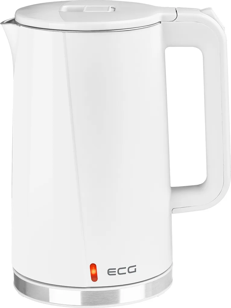 Fierbator electric ECG RK 1702 Safe to Touch White, 1.7 litri, 2200 W, interior din otel inoxidabil, pereti dubli, alb