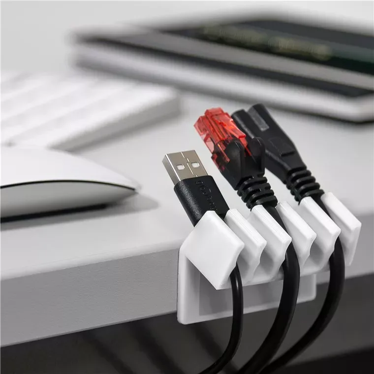 Cleme pentru gestionarea cablurilor cu 5 sloturi Goobay set 2buc alb - imagine 6