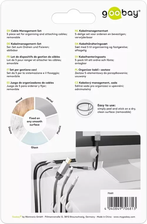 Cleme pentru gestionarea cablurilor Goobay set 5buc alb - imagine 3