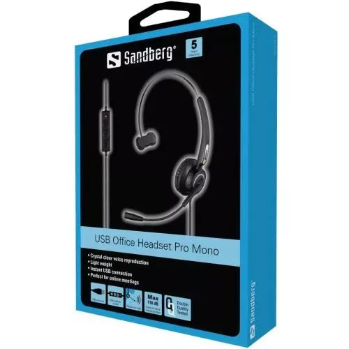 Casca audio Sandberg 126-14 Office Pro Mono USB microfon negru - imagine 3