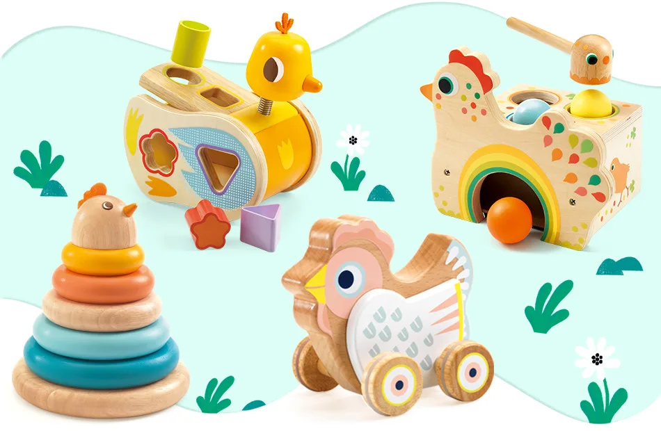 Jucarie educativa din lemn Turn puisor, Djeco - imagine 2